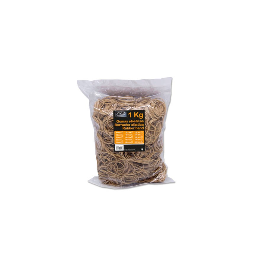 2504-BOLSA 1 KG. GOMAS ELASTICAS No 200 DE 20 CM. LARGO OFFICE CLUB 320518