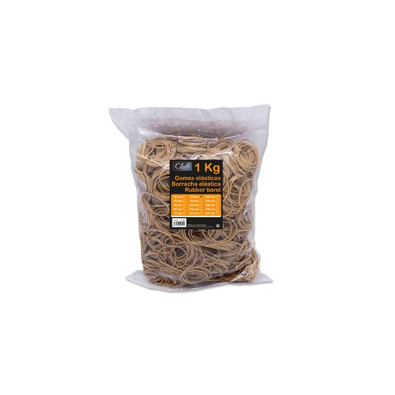 2506-BOLSA 1 KG. GOMAS ELASTICAS No 80 DE 8 CM. LARGO OFFICE CLUB 300829
