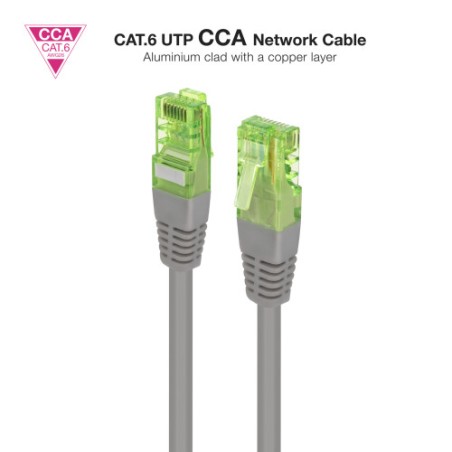 25061-Nanocable Cable de Red Latiguillo RJ45 CAT.6 UTP AWG26 CCA, Gris, 30 cm