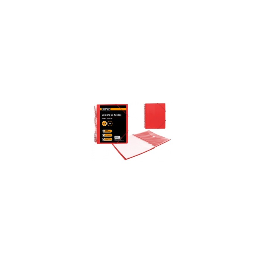 25062-CARPETA ESPIRAL 20 FUNDAS CON SOBRE A4 ROJA POLIPROPILENO INGRAF 332487 25062-CARPETA ESPIRAL 20 FUNDAS CON SOBRE A4 ROJA POLIPROPILENO INGRAF 332487