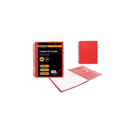 25062-CARPETA ESPIRAL 20 FUNDAS CON SOBRE A4 ROJA POLIPROPILENO INGRAF 332487