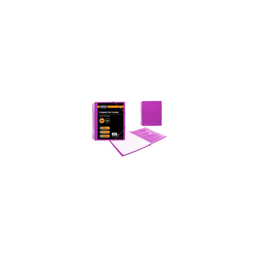 25069-CARPETA ESPIRAL 40 FUNDAS CON SOBRE A4 MORADO POLIPROPILENO INGRAF 332498 25069-CARPETA ESPIRAL 40 FUNDAS CON SOBRE A4 MORADO POLIPROPILENO INGRAF 332498