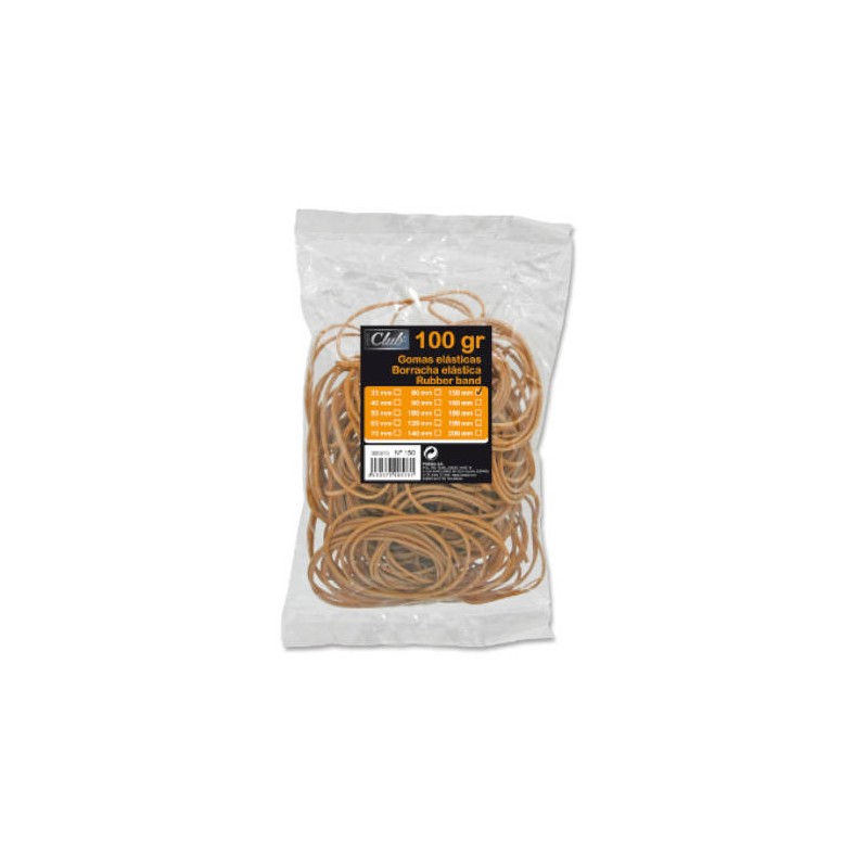 2509-BOLSA 100 GR. GOMAS ELASTICAS No 15 DE 15 CM. LARGO OFFICE CLUB 320513