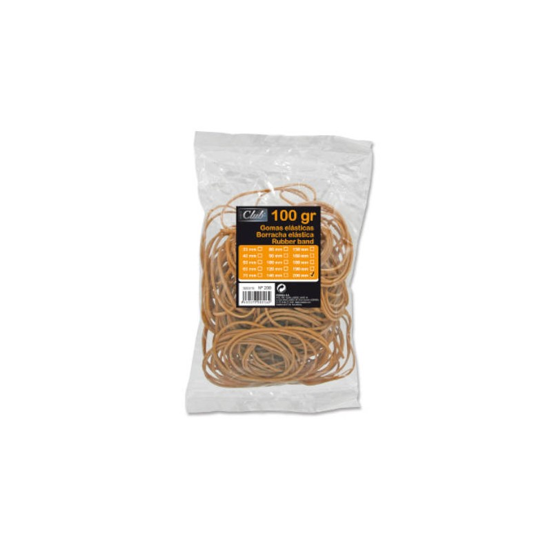 2510-BOLSA 100 GR. GOMAS ELASTICAS No 20 DE 20 CM. LARGO OFFICE CLUB 320516