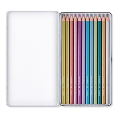 25111-ESTUCHE METALICO CON 12 LAPICES DE COLORES METALICOS DESIGN JOURNEY 146M M12
