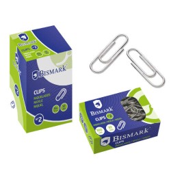 2512-CAJA 100 CLIPS LABIADOS NIQUELADOS PUNTA REDONDA No 2 DE 32 MM. BISMARK 316865