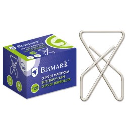 2515-CAJA 12 CLIPS NIQUELADOS DE MARIPOSA No 20 BISMARK 321357