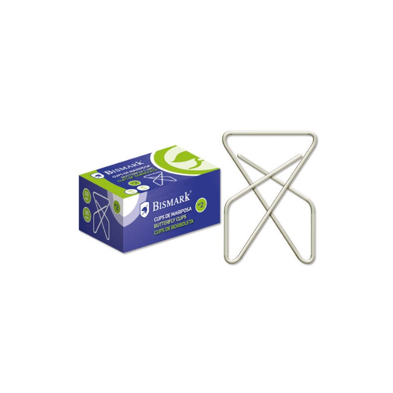 2516-CAJA 50 CLIPS NIQUELADOS DE MARIPOSA No 10 BISMARK 321358