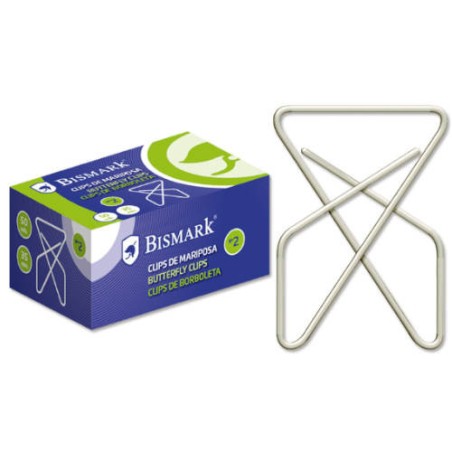 2516-CAJA 50 CLIPS NIQUELADOS DE MARIPOSA No 10 BISMARK 321358