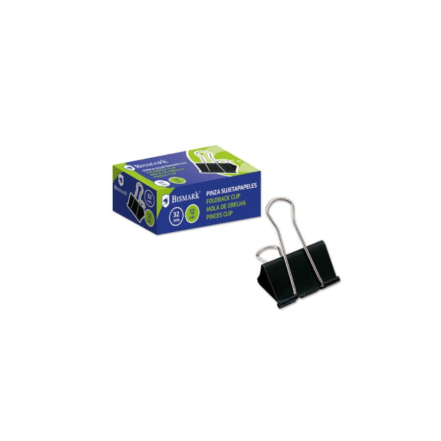 2519-PINZA SUJETAPAPELES 32 MM. PALA ABATIBLE COLOR NEGRO BISMARK 321722