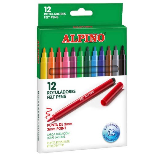 25254-ESTUCHE 12 UNIDADES ROTULADORES PUNTA FINA COLORES SURTIDOS ALPINO AR001002N