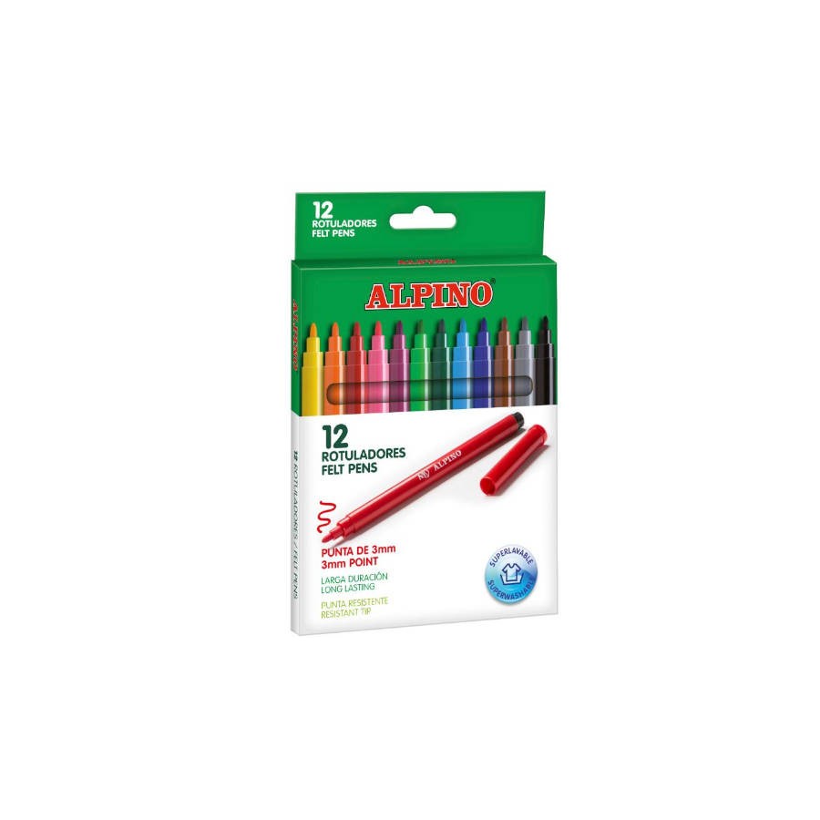 25254-ESTUCHE 12 UNIDADES ROTULADORES PUNTA FINA COLORES SURTIDOS ALPINO AR001002N