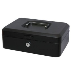 2534-CAJA CAUDALES CON BANDEJA Y CIERRE TAMANO GRANDE 25X9X17 CM. NEGRA BISMARK 318738