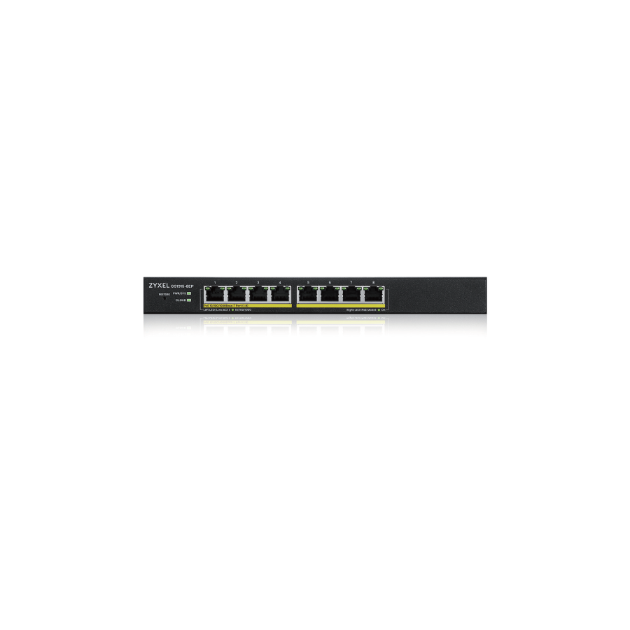 25458-ZYXEL GS1915-8EP, 8-PORT GBE POE SMART HYBRID MODE SWITCH, STANDALONE OR NEBULAFLEX CLOUD, 60 WATT 802.3AT, DESKTO 25458-ZYXEL GS1915-8EP, 8-PORT GBE POE SMART HYBRID MODE SWITCH, STANDALONE OR NEBULAFLEX CLOUD, 60 WATT 802.3AT, DESKTO