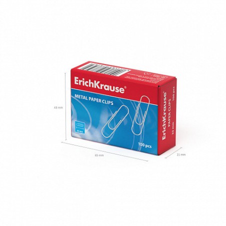 25519-CAJA 100 CLIPS DE PAPEL NIQUELADOS 33MM ERICH KRAUSE 7856