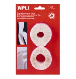 25536-BLISTER 2 CINTAS TIPO VELCRO ADHESIVAS COLOR BLANCO 20 MM X 1 M APLI 13657