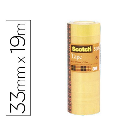 25664-PACK 8 ROLLOS CINTAS ADHESIVAS TRANSPARENTE 19MM X 33M 508/1933 SCOTH 7100213205