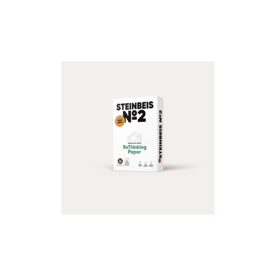 2592-PAQUETE 500H PAPEL RECICLADO 80GR A4 TREND WHITE No2 ISO80 STEINBEIS 40002164