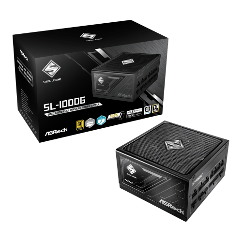 26056-FUENTE ALIMENTACION ASROCK SL-1000G,PSU,1000W,80 PLUS GOLD,135MM,MODULAR,PCI-E 5.1 (12+4pin)x1,PCI-E (6+2 pin)x3,S