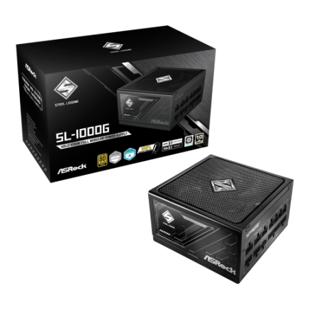 26056-FUENTE ALIMENTACION ASROCK SL-1000G,PSU,1000W,80 PLUS GOLD,135MM,MODULAR,PCI-E 5.1 (12+4pin)x1,PCI-E (6+2 pin)x3,S