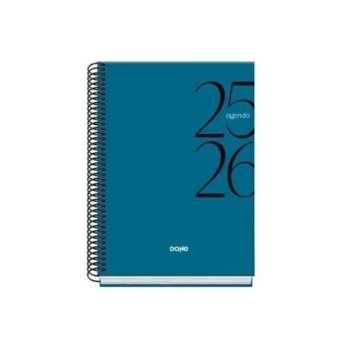 26174-AGENDA ESCOLAR 2025-2026 TAMANO A5 TAPA CARTON FORRADO DIA PAGINA MODELO SYSTEM BASIC AZUL DOHE 52060