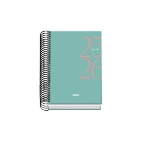 26180-AGENDA ESCOLAR 2025-2026 TAMANO A6 TAPA CARTON FORRADO DIA PAGINA MODELO SYSTEM BASIC VERDE DOHE 52066