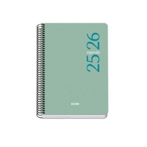 26186-AGENDA ESCOLAR 2025-2026 TAMANO A5 TAPA POLIPROPILENO DIA PAGINA MODELO ESENCIAL BASIC VERDE DOHE 52074