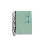26190-AGENDA ESCOLAR 2025-2026 TAMANO A6 TAPA CARTON FORRADO DIA PAGINA MODELO ESENCIAL BASIC VERDE DOHE 52078