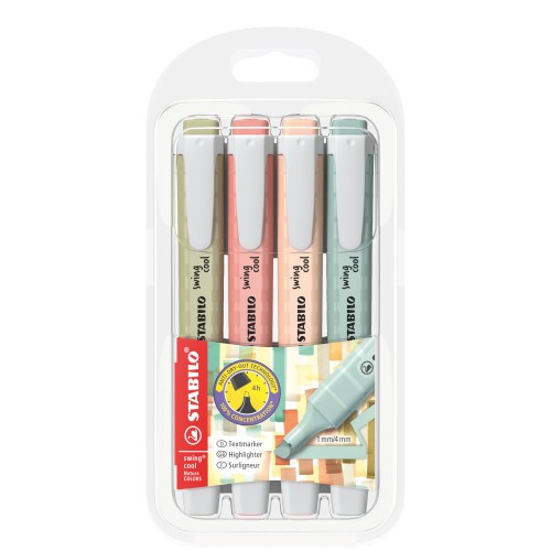 26262-ESTUCHE PLASTICO SWING COOL NATURE 4 UNIDADES SURTIDAS TRAZO 1/4MM. STABILO 275/4-09