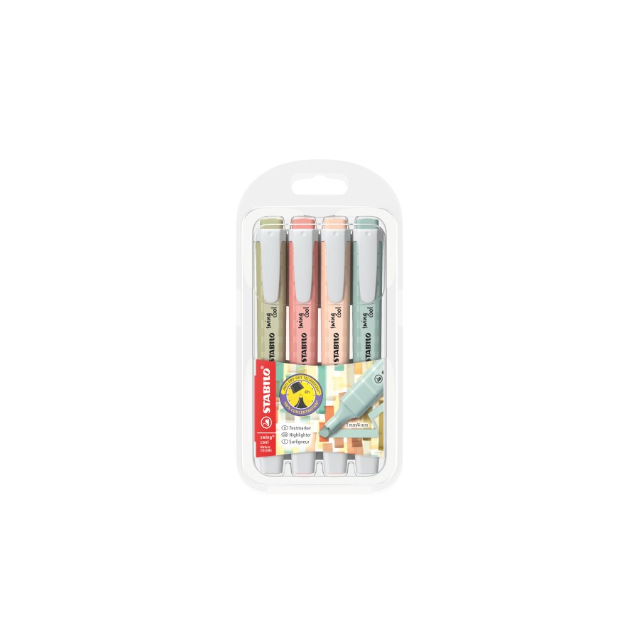 26262-ESTUCHE PLASTICO SWING COOL NATURE 4 UNIDADES SURTIDAS TRAZO 1/4MM. STABILO 275/4-09