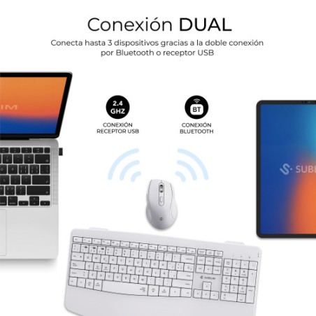 26319-SUBBLIM Teclado con raton COMBO DUAL OFFICE PROWAVE WHITE