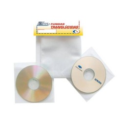 2635-PACK DE 100 FUNDAS CD-DVD PP TRANSPARENTE NO ADHESIVAS CON SOLAPA 3L 10297