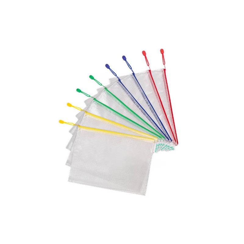2638-PACK DE 8 BOLSAS ZIPPER MULTIUSOS PVC - CON CIERRE CREMALLERA A4 SURTIDO TARIFOLD 509009