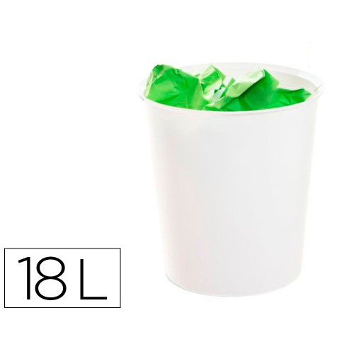 26425-PAPELERA 18 LITROS POLIPROPILENO 100% RECICLADO Y RECICLABLE 290 X 310 MM BLANCO ARCHIVO 2000 2001 BL PS