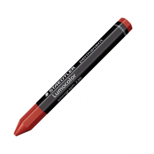 26600-LAPIZ CERA PERMANENTE LUMOCOLOR OMNIGRAPH 12MM. ROJO STAEDTLER 236-2