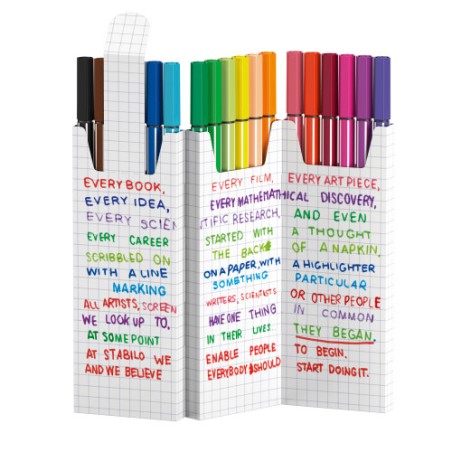 26670-ESTUCHE CARTON ZIG-ZAG ROTULADORES PUNTA FIBRA MEDIA 1MM. PEN 68 CON 18 UNIDADES COLORES SURTIDOS STABILO 6818-8