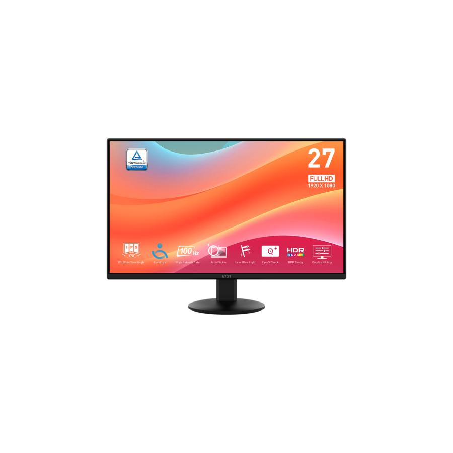 26898-MSI MONITOR PRO MP272L. 27". PLANO IPS. 1920x1080 . 100HZ. NEGRO 26898-MSI MONITOR PRO MP272L. 27". PLANO IPS. 1920x1080 . 100HZ. NEGRO