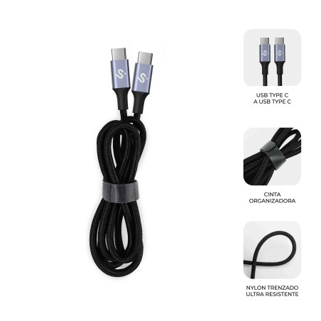27035-SUBBLIM CABLE OPTIMUS 60W C-C 1m BLACK