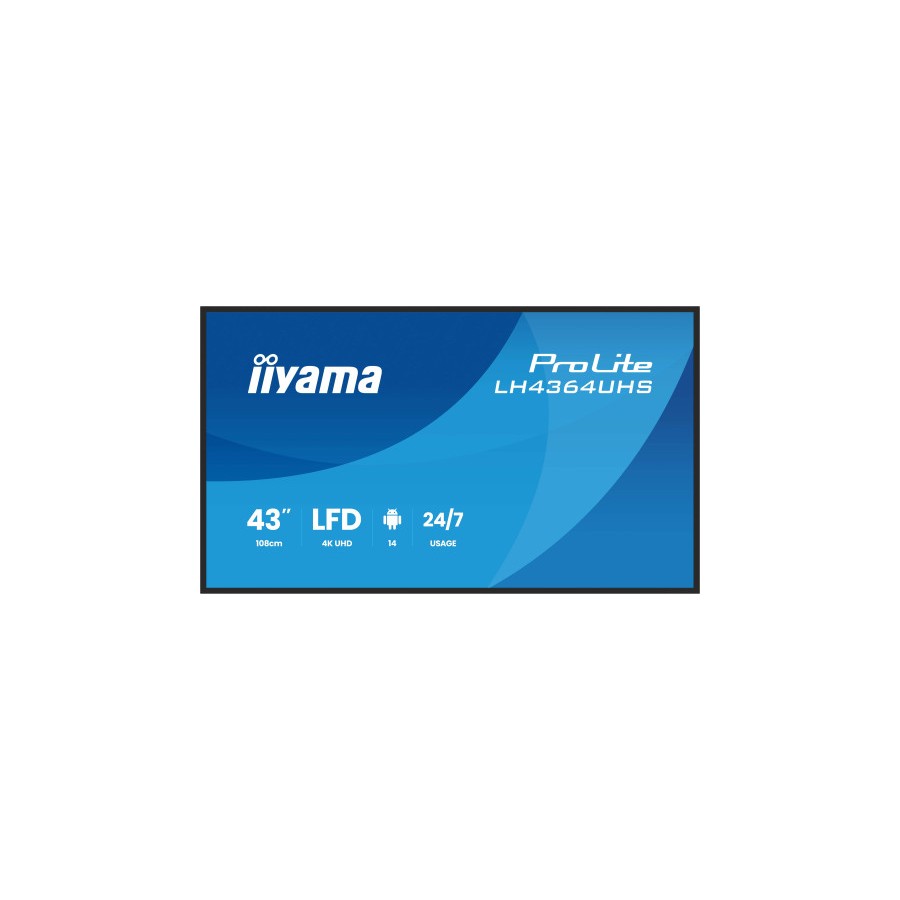 27095-IIYAMA MONITOR 43" 3840x2160, UHD VA DLED 500cd/m, HORIZ Y VERT, MM 2x 10W, 2x HDMIx 1x USB-C, USB 2.0 x2, WiFi, 27095-IIYAMA MONITOR 43" 3840x2160, UHD VA DLED 500cd/m, HORIZ Y VERT, MM 2x 10W, 2x HDMIx 1x USB-C, USB 2.0 x2, WiFi,