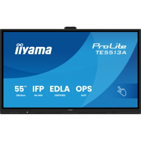 27105-PANTALLA INTERACTIVA 55" EDLA, ANDROID 14, 8/128GB UHD IPS, MM 2X 20W  + 20W SUBWR, 2X HDMI, DP , 2X USB-C,  450CD