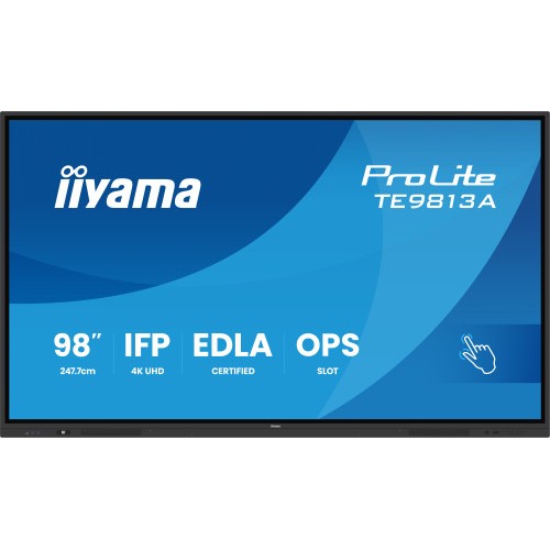 27115-PANTALLA INTERACTIVA 98" EDLA, ANDROID 14, 8/128GB UHD IPS, MM 2X 20W  + 20W SUBWR, 2X HDMI, DP , 2X USB-C,  450CD
