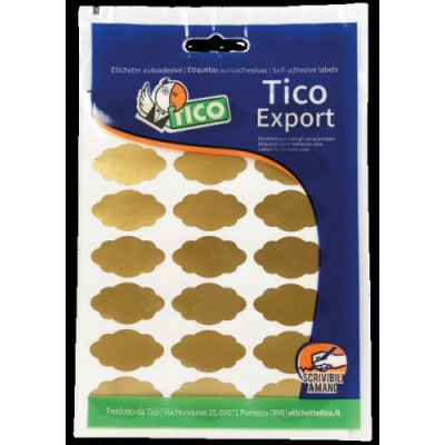 PAQUETE 10 HOJAS ETIQUETAS SATINADAS ORO 36X19 MM TICO E GL 3619