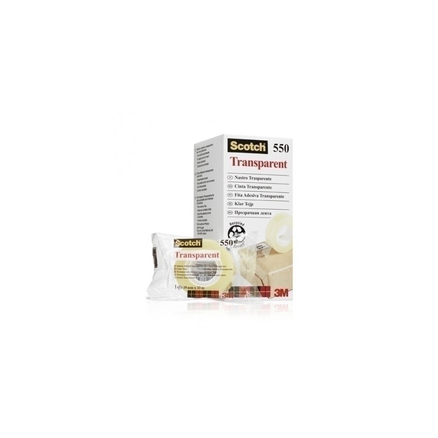 27480-CAJA 8 ROLLOS CINTA ADHESIVA 550 TRANSPARENTE 19MM x 33M 550-1933E SCOTCH 7100029278 27480-CAJA 8 ROLLOS CINTA ADHESIVA 550 TRANSPARENTE 19MM x 33M 550-1933E SCOTCH 7100029278
