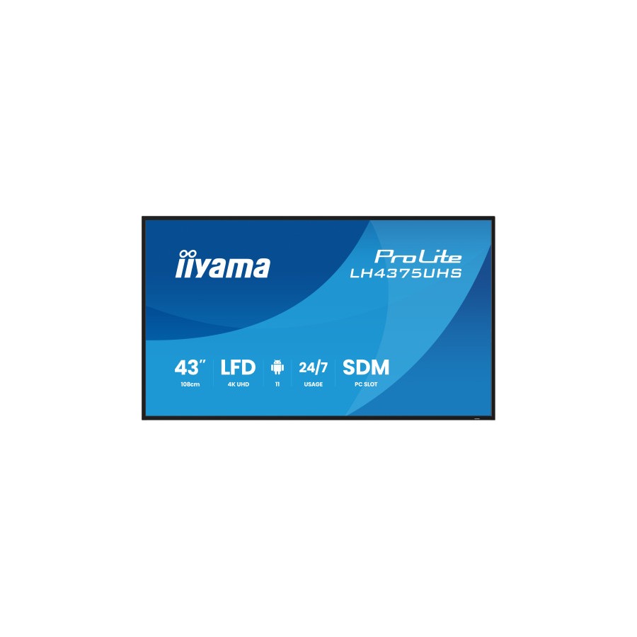 28504-MONITOR IIYAMA 43" (LH4375UHS-B1AG) ANDROID 11 / 3844X2160 (4K UHD) / OPERACION 24/7 /500CD / LANDSC. Y PORTRAIT / 28504-MONITOR IIYAMA 43" (LH4375UHS-B1AG) ANDROID 11 / 3844X2160 (4K UHD) / OPERACION 24/7 /500CD / LANDSC. Y PORTRAIT /