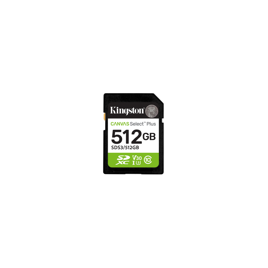 28733-Kingston Technology 512 GB SDXC Canvas Select Plus Gen3 150 MB/s C10 UHS-I U3 V30