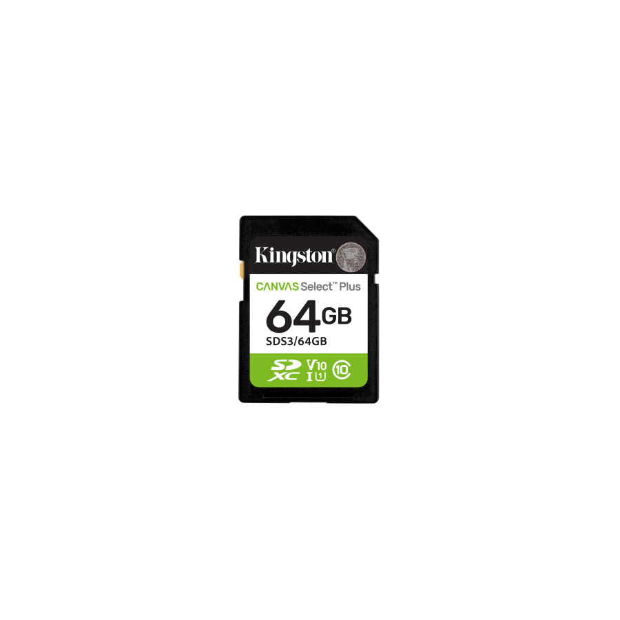 28735-Kingston Technology 64 GB SDXC Canvas Select Plus Gen3 100 MB/s C10 UHS-I U1 V10