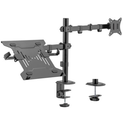 Ewent EW1519 soporte para ordenador portatil Soporte de mesa con estante para ordenador portatil y brazo para monitor Negro 396