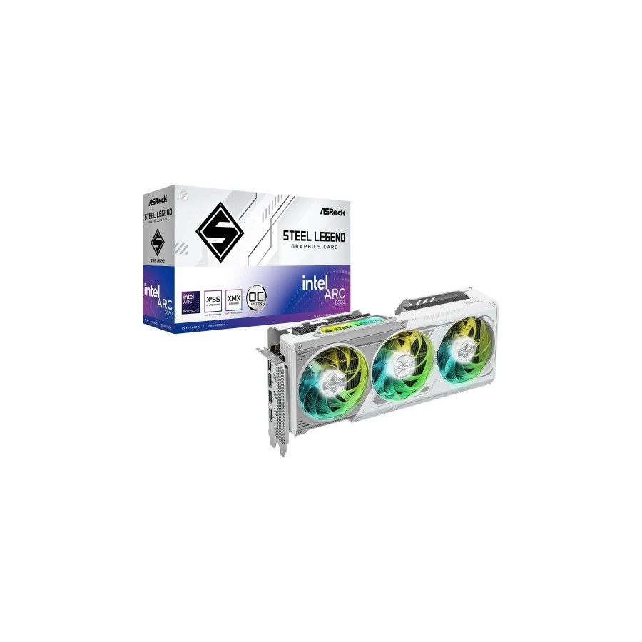 28770-VGA ASROCK B580 STEEL LEGEND 12GB OC,INTEL,B580,12GB,GDDR6,192BIT,3DP+1HDMI,ARGB LEDS,3 VENTILADORES (B580 SL 12GO 28770-VGA ASROCK B580 STEEL LEGEND 12GB OC,INTEL,B580,12GB,GDDR6,192BIT,3DP+1HDMI,ARGB LEDS,3 VENTILADORES (B580 SL 12GO