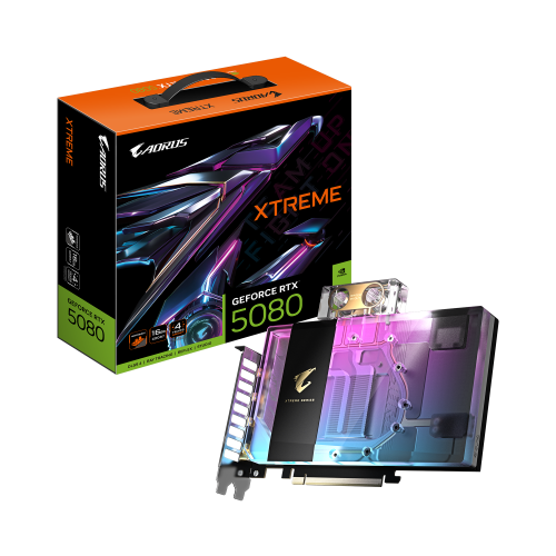 28776-GIGABYTE AORUS GeForce RTX 5080 XTREME WATERFORCE WB 16G Tarjeta Grafica - 16GB GDDR7, 256 bits, PCI-E 5.0, 2805MH