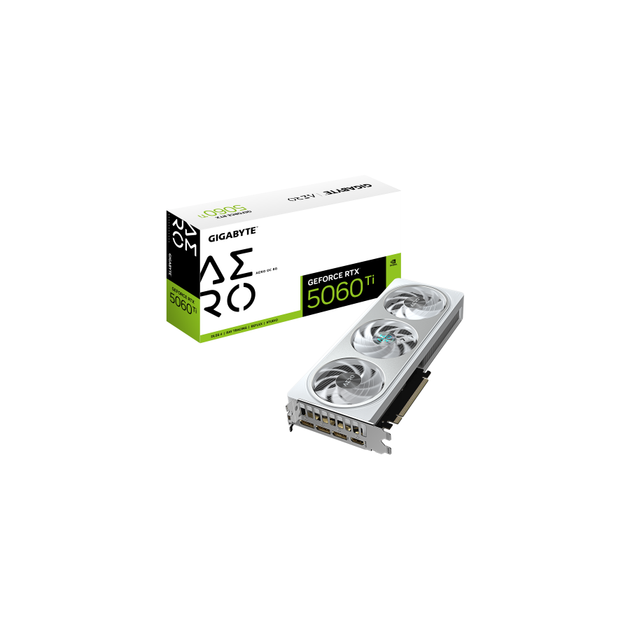 28788-GIGABYTE GeForce RTX 5060 Ti AERO OC 8G Tarjeta Grafica - 8 GB GDDR7, 128 bits, PCI-E 5.0, 2647 MHz Frecuencia del